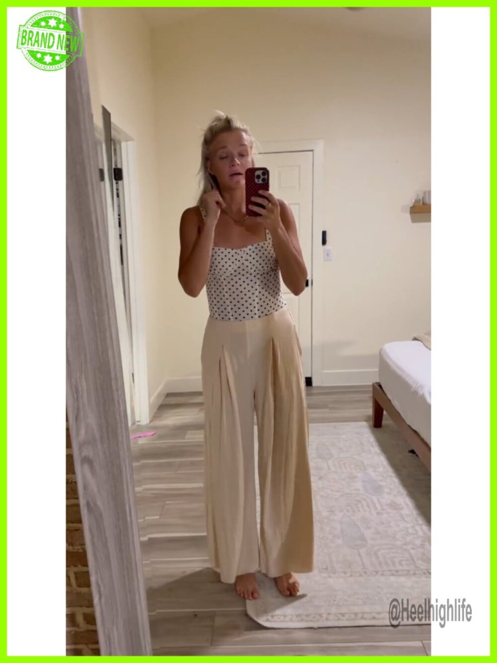 Womens Wide Leg Palazzo Pants Ribbed High Waist Pleated Trousers - Picture 5 of 6